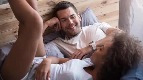 Couple talking intimately