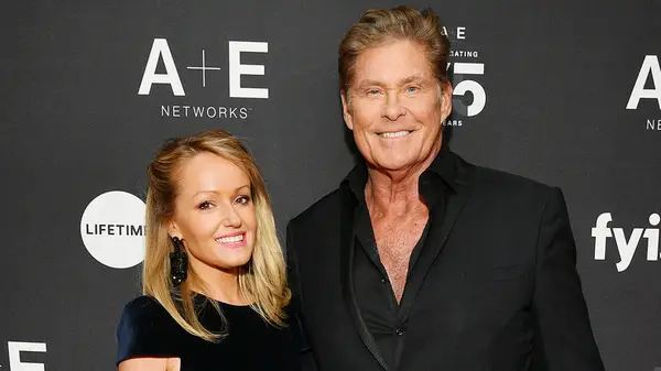 Hayley Roberts posing with David Hasselhoff