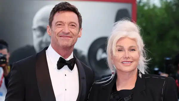 Hugh Jackman posing with Deborra-Lee Furness