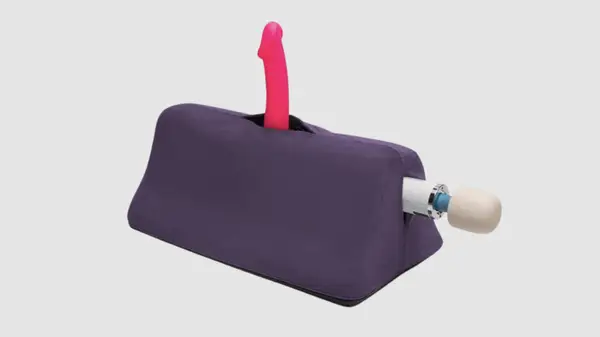 Toy mount holding dildo and massage wand