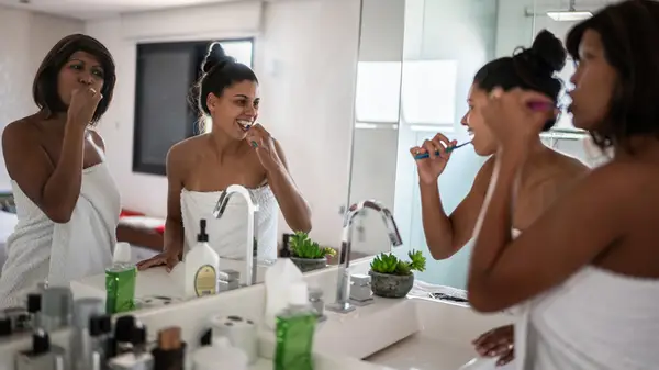 Couple wearing towels