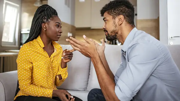 A couple having a conversation