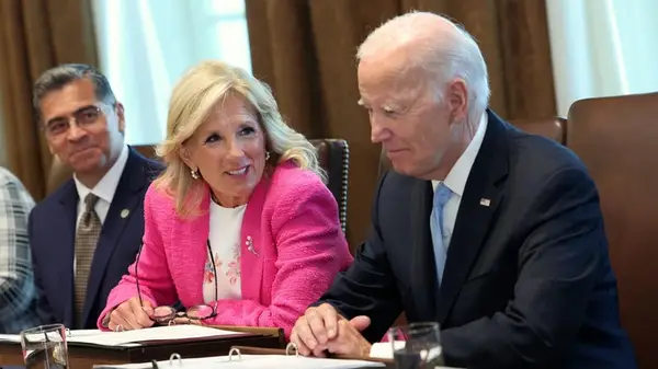 Jill Biden talking to Joe Biden