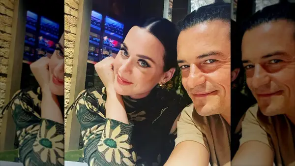 Katy Perry and Orlando Bloom posing for a selfie