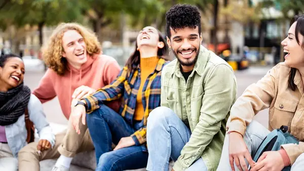 A group of friends laughing
