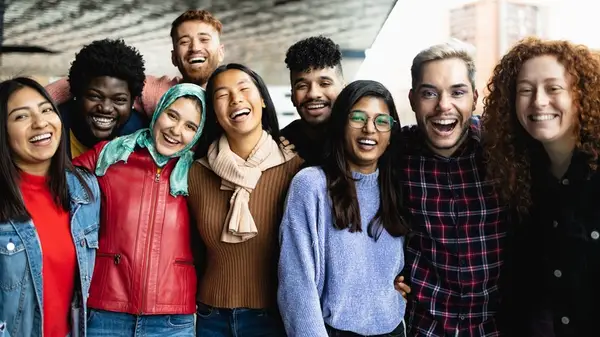 A group of friends posing