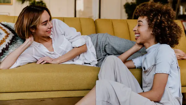 Lesbian couple talking