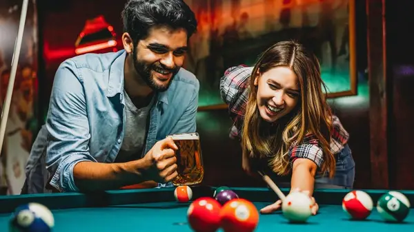 woman and man flirting 