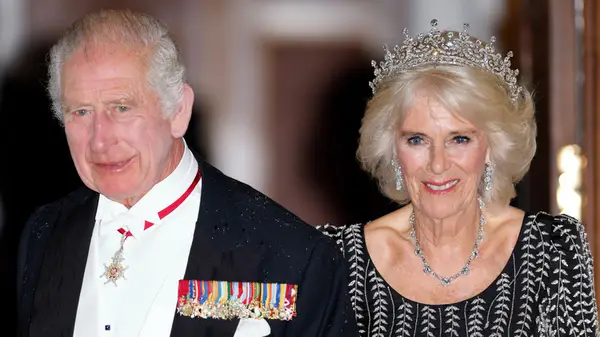 King Charles III and Queen Camilla in formal attire
