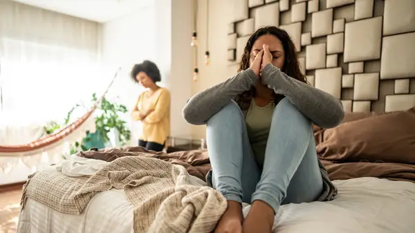 Frustrated lesbian couple