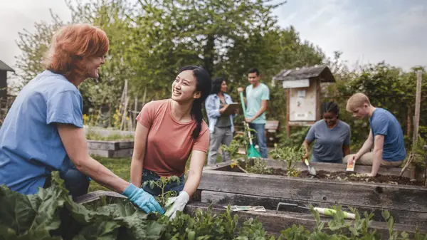 People gardening together