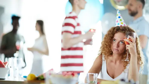 woman anxious at party