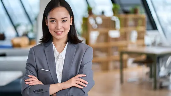 confident woman in suit