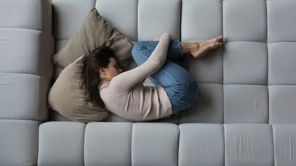 A woman lying in bed