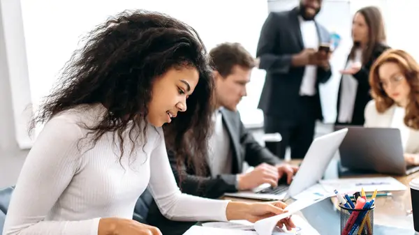 woman concentrated on work