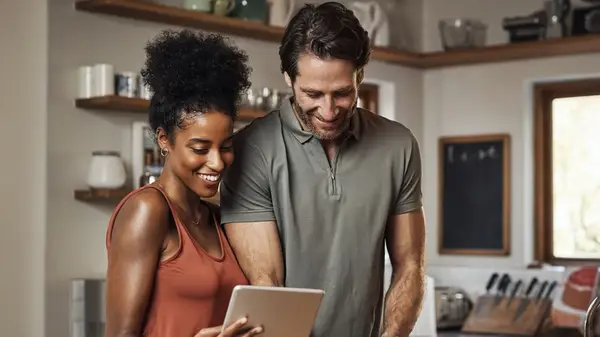 Couple making dinner together