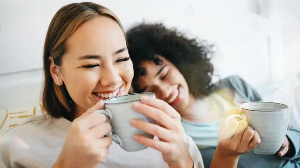 Drinking coffee in bed