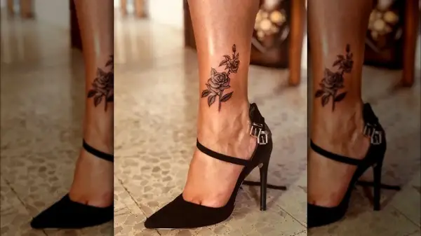 Rose ankle tattoo