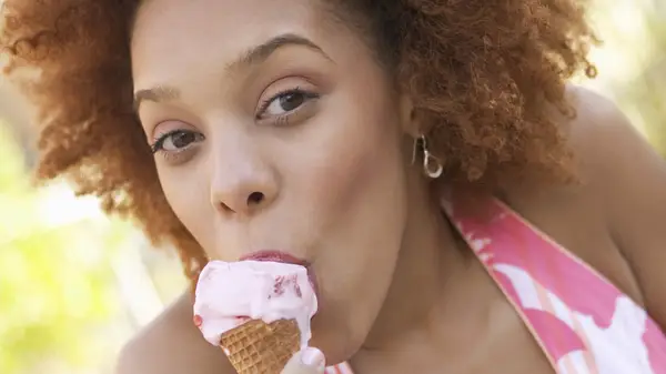 Woman eating dessert