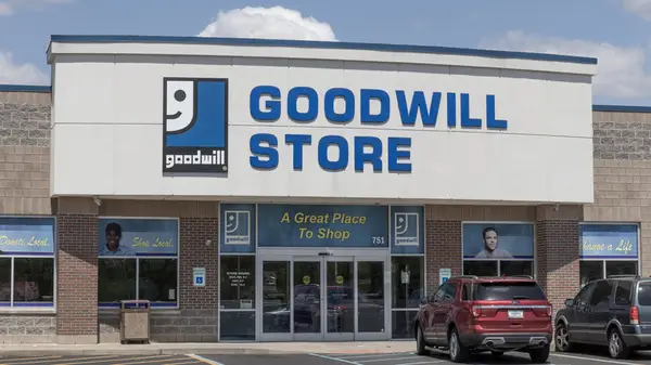 Goodwill storefront and parking lot