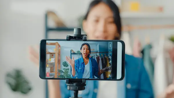 A woman recording herself