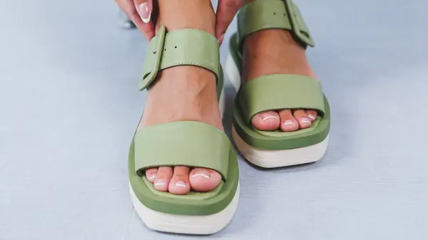 Woman wearing sandals