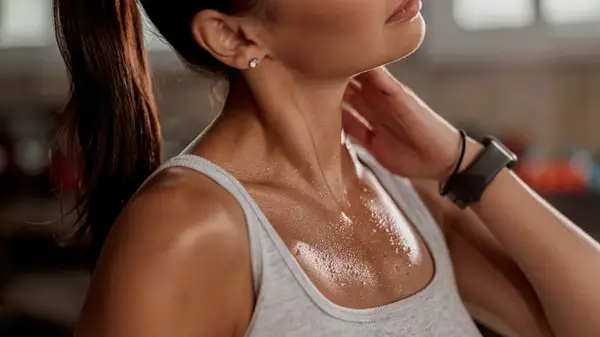 Sweating on chest
