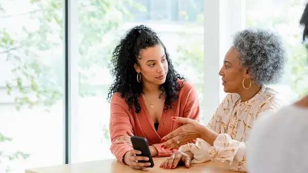mom and daughter talking