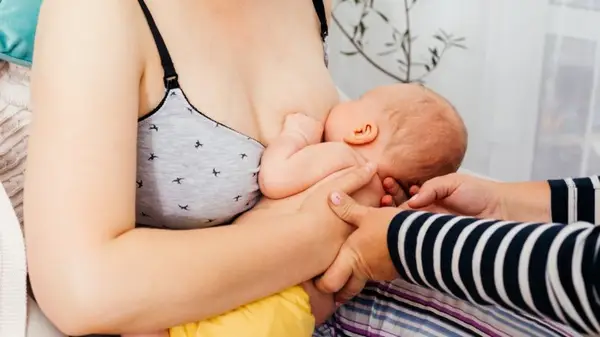 Mother with lactation consultant