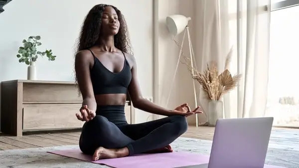 Woman meditating alone