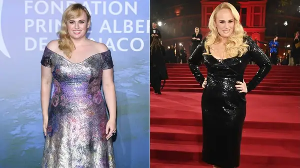 Rebel Wilson in 2020 and 2024