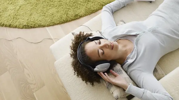 Woman wearing headphones