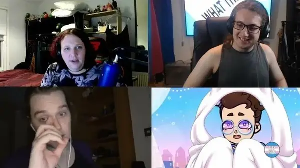The cast of What The Trans!? speaking on Zoom